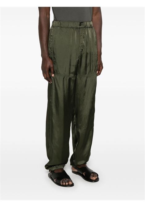 Pantaloni con finitura satinata pebble in verde Dries van noten - uomo DRIES VAN NOTEN | 2510209321427606